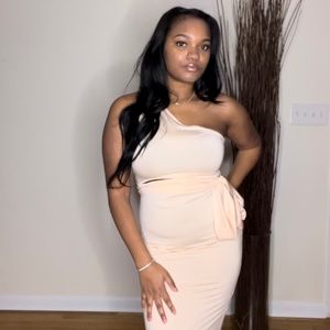 Cream One shoulder Maxi dress